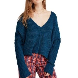 Free People Moonbeam V Neck Sweater - Teal